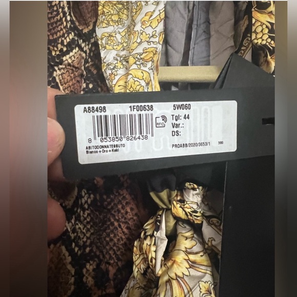 Versace Signature-Prints Patchwork Wrinkle-detail Mini Shirt-dress SZ 44EU/8US - Picture 9 of 16